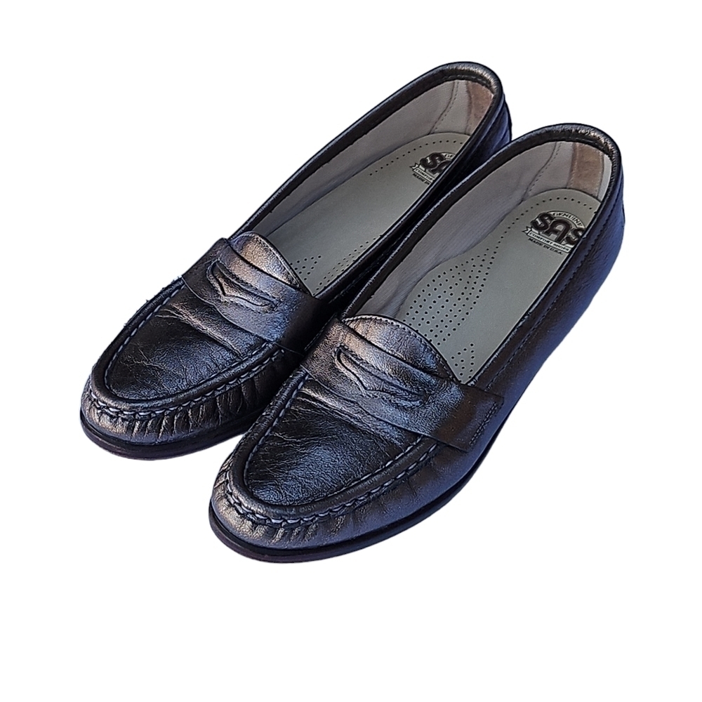 SAS Easier Tripad Comfort Penny Loafers Sz 7.5 S Women Slip On Shoes Pewter USA